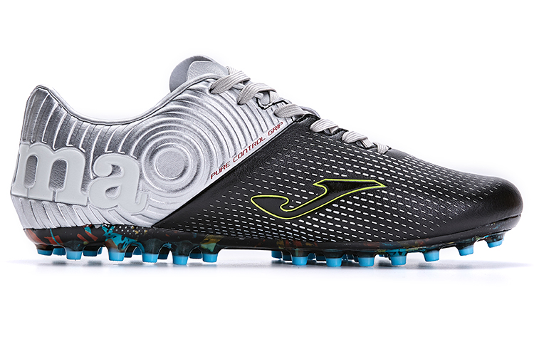 Joma MG Multi Ground Synthetic Leather Slip Resistant Abrasion Resistant Soccer Shoes Men’s Black Silver