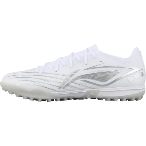 Li Ning TF Turf Artificial Turf Slip Resistant Abrasion Resistant Soccer Shoes Men's White Silver