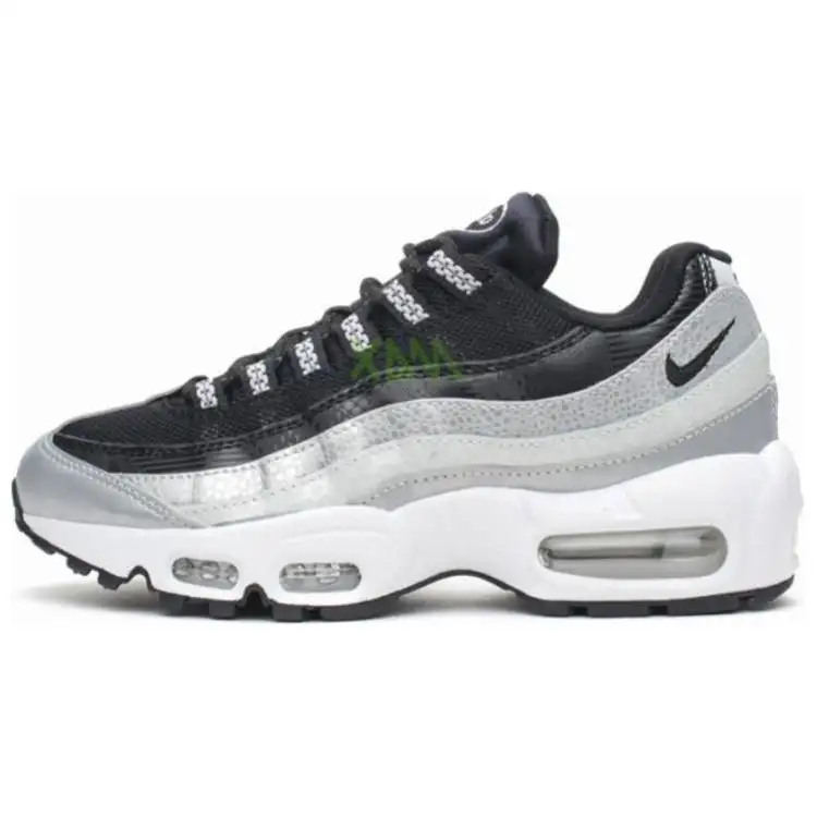 Nike Air Max 95 Cushioning, Wear Resistant Low top Casual Shoes Women's Metal Platinum Silver