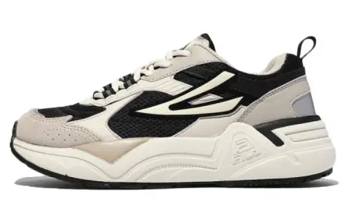 FILA Leather Cushioning Abrasion Resistant Low top Casual Shoes Unisex Gray Black Korean Style