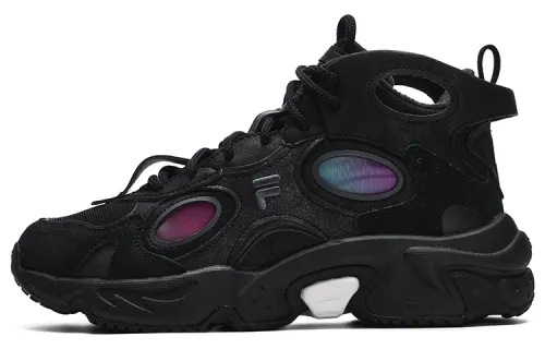 FILA FUSION Raccoon Mid We Fleece Lined Fashion Trend Sports Mid top Casual Shoes Women's Black Periscope