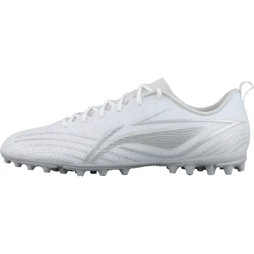 Li Ning MG Multi Ground Artificial Turf Slip Resistant Abrasion Resistant Soccer Shoes Men's White Silver