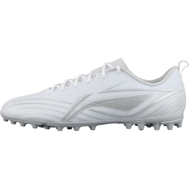 Li Ning MG Multi Ground Artificial Turf Slip Resistant Abrasion Resistant Soccer Shoes Men's White Silver