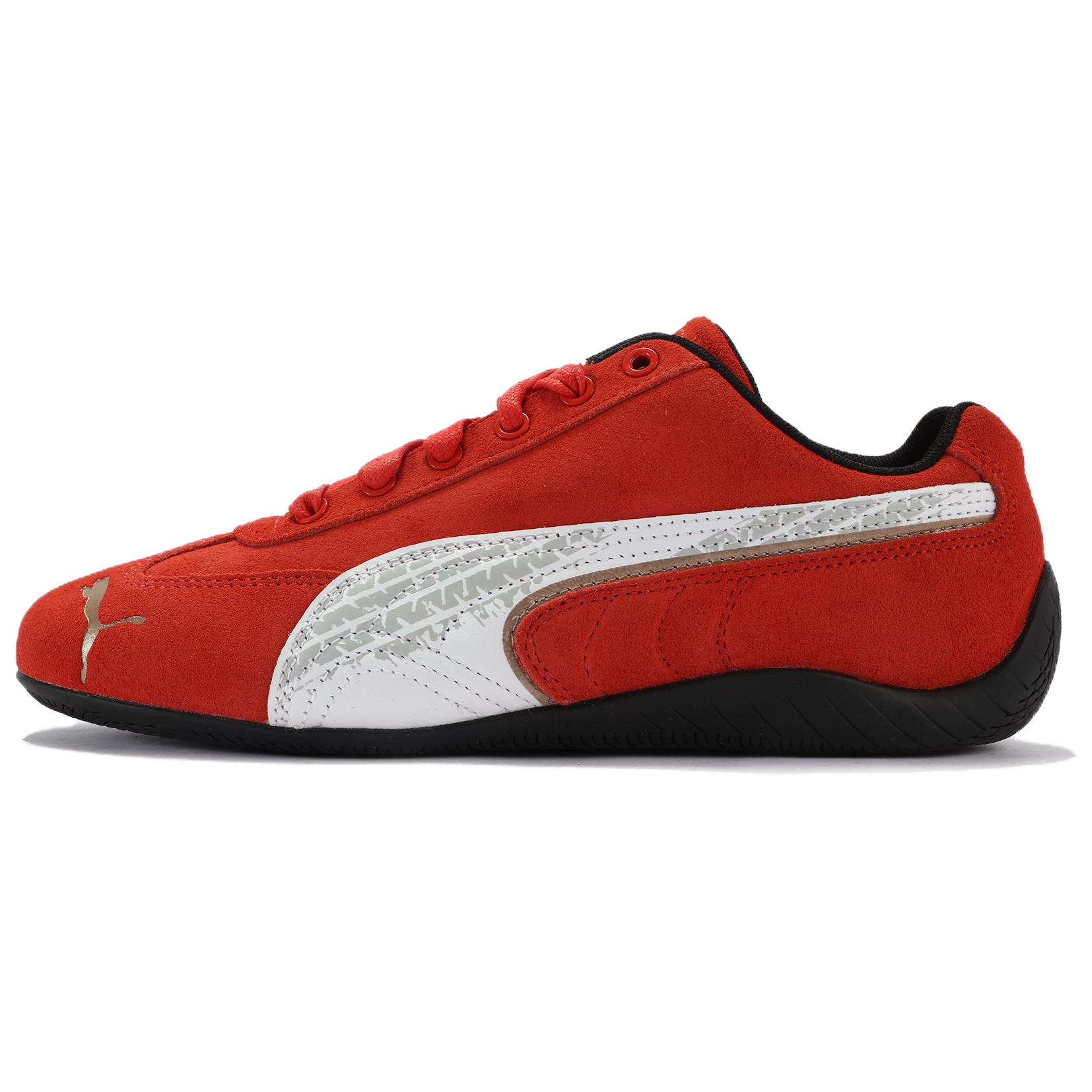 PUMA Puma × Ferrari Ferrari Speedcat series first-layer cowhide, comfortable and versatile, low-cut lifestyle shoes, same style for men and women, red and white