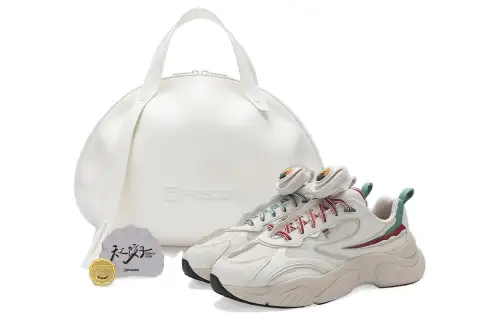 FILA FUSION Good Luck Dumpling Textile, Synthetic Leather Low top Casual Shoes Women's White Gray Green