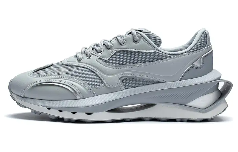Li Ning Slip Resistant Abrasion Resistant Slip Resistant Abrasion Resistant Low top Casual Shoes Men's Silver
