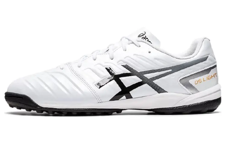 ASICS Ds Light Club TF Turf Abrasion Resistant Breathable Soccer Shoes Unisex White Black