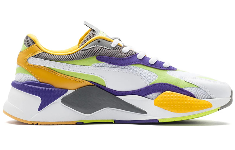 Мужские кроссовки PUMA RS-X3 Level Up PU (бело-желтые) — Белый / жёлтый — фото 2