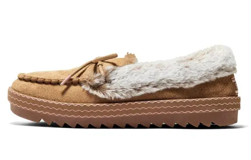 Skechers BOBS COZY KISS Leather Fleece Lined Comfortable Low top Casual Shoes Women's Chestnut