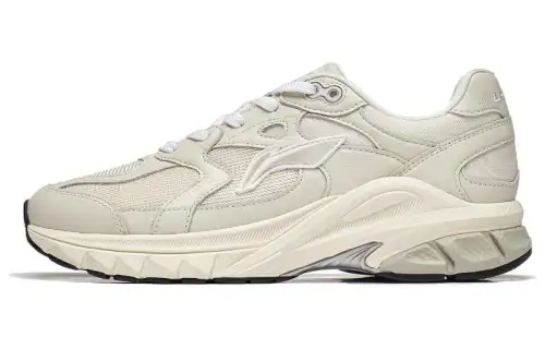 Li Ning Furious Rider Runner Cushioning Slip Resistant Low top Casual Shoes Men's Beige Gray
