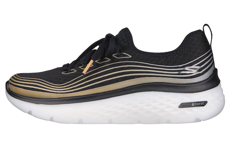 Skechers Go Walk Hyper Burst Valar Fabric Low top Casual Shoes Women's Black Gold