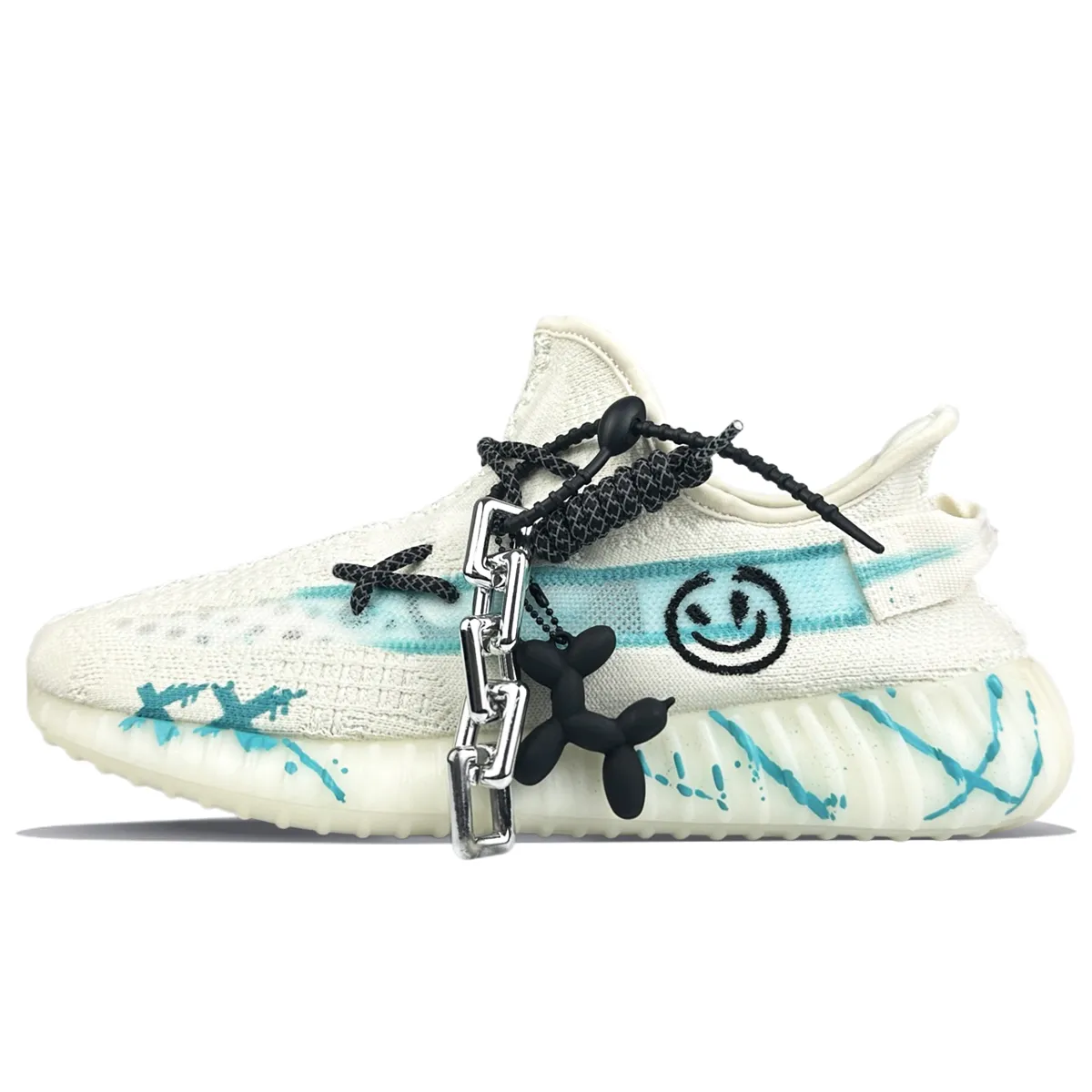 Adidas Originals Yeezy Boost 350 V2 Low top Casual Shoes Unisex White Cyan