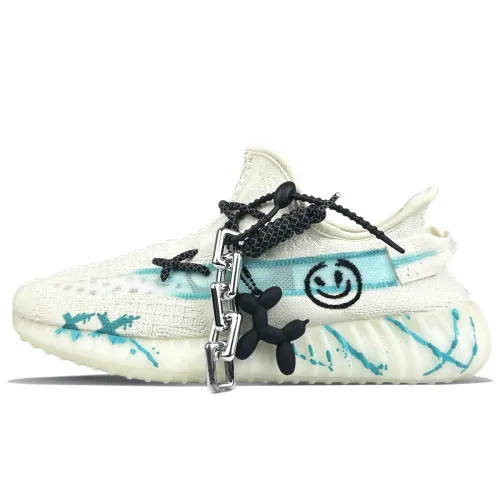 Adidas Originals Yeezy Boost 350 V2 Low top Casual Shoes Unisex White Cyan