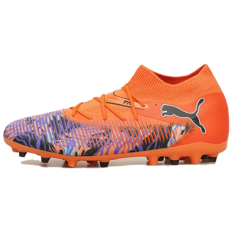 PUMA FUTURE 8 MG Multi Ground Artificial Turf Fabric Abrasion Resistant Coverage Soccer Shoes Men's Orange Black