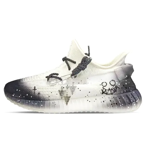 Adidas Originals Yeezy Boost 350 V2 Abrasion Resistant Abrasion Resistant Low top Casual Shoes Unisex White Black