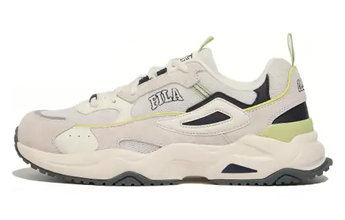 FILA Ray Play Synthetic Leather Abrasion Resistant Low top Casual Shoes Unisex White Green Korean Style
