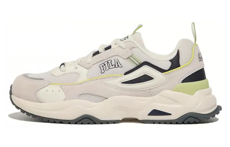 FILA Ray Play Synthetic Leather Abrasion Resistant Low top Casual Shoes Unisex White Green Korean Style