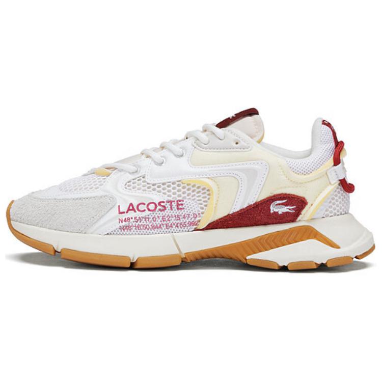 LACOSTE L003 Neo Cow Split Leather Low top Casual Shoes Men's White Red