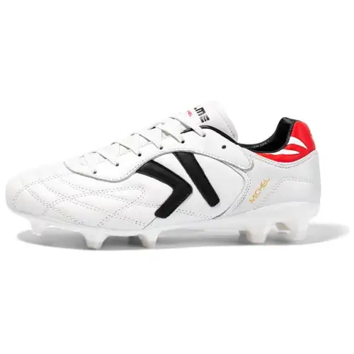 KELME FG Firm Ground Cow Leather, Synthetic Leather Slip Resistant Abrasion Resistant Soccer Shoes Men's White Red