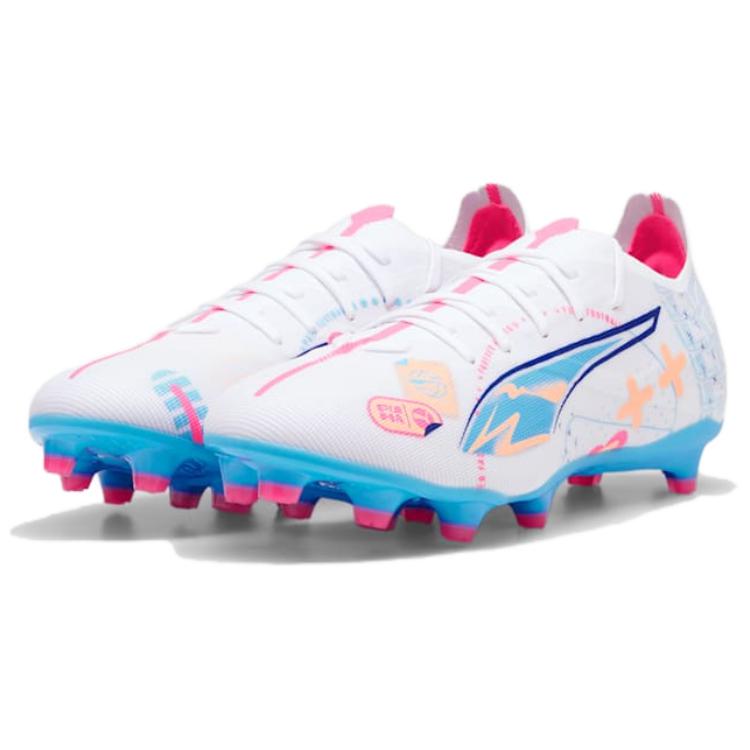 PUMA Ultra 5 Match AG Artificial Ground FG Firm Ground Abrasion Resistant Soccer Shoes Men’s White Blue