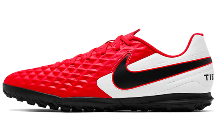 Nike Tiempo Legend 8 Club round toe comfortable TF (glue spikes) non-slip wear-resistant balanced lightweight football shoes men's white and red
