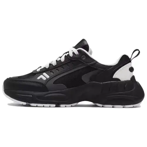 FILA FUSION RACEUP Mesh, Textile, Synthetic Leather, Leather Cushioning Breathable Low top Casual Shoes Men's Black