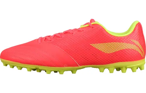 Li Ning Iron MG Multi Ground Artificial Turf Kangaroo Leather Coverage Impact Resistant Soccer Shoes Men's Neon Red