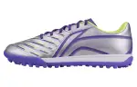 Li Ning TF Turf Synthetic Leather Cushioning, Wear Resistant Soccer Shoes Men's Silver Purple