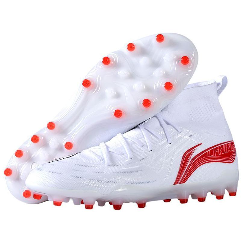 Li Ning Artificial Turf Abrasion Resistant Breathable Soccer Shoes Men’s White Red