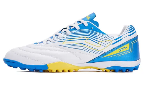 Joma TF Turf Cushioning Slip Resistant Abrasion Resistant Soccer Shoes Men's White Blue