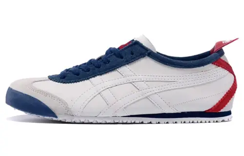 Onitsuka Tiger MEXICO 66 Cushioning Slip Resistant Abrasion Resistant Low top Casual Shoes Women's White Red Blue