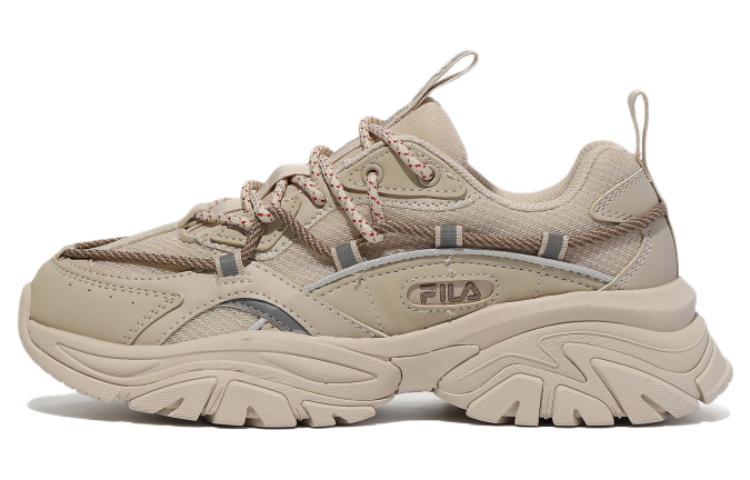 FILA Twine Patch Textile, Synthetic Leather Low top Casual Shoes Unisex Beige Yellow Korean Style