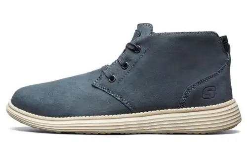 Skechers Status Suede Mid top Sports Casual Shoes Men's Marine Blue