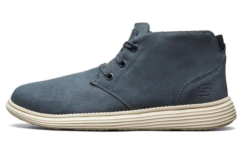 Skechers Status Suede Mid top Sports Casual Shoes Men's Marine Blue