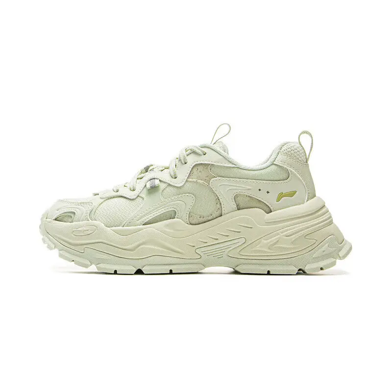 DISHINIWANJUZONGDONGYUAN x Li Ning Star Slip Resistant Abrasion Resistant Low top Casual Shoes Women's Light Green