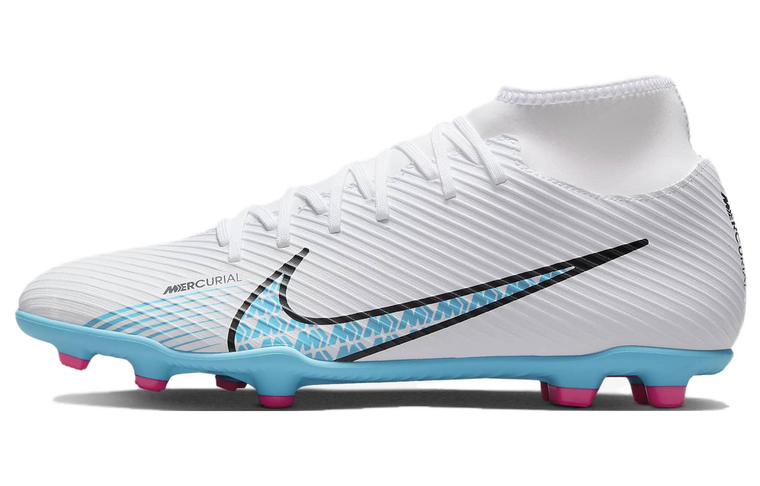 Nike Mercurial Superfly 9 Comfortable and versatile MG (gel short spikes) Artificial grass Football shoes Men's white and blue