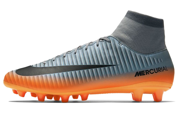 Nike Mercurial Victory 6 Dynamic Fit CR7 PRO artificial grass AG (glue short nails) shock-absorbing, non-slip and wear-resistant football shoes, men's gray orange