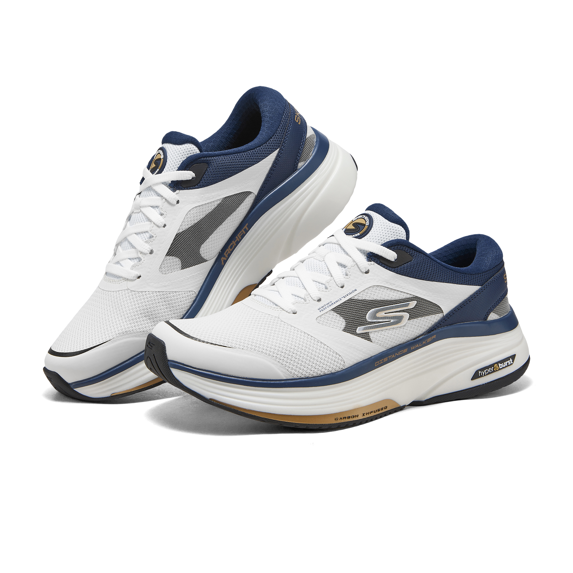 Skechers Go Walk Distance Walker Comfortable Round Toe Low top Training Shoes Men’s White Marine Blue