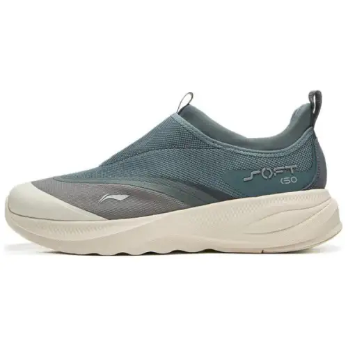 Li Ning SOFT GO 2 Slip Resistant Abrasion Resistant Cushioning Low top Casual Shoes Men's Blue Gray