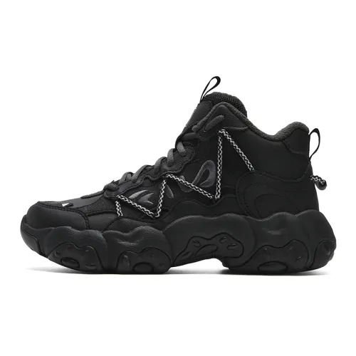 FILA Cushioning Abrasion Resistant Thermal Mid top Casual Shoes Women's Black