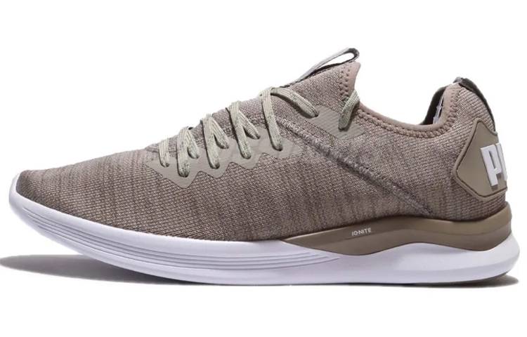 PUMA Ignite Flash Evoknit Fabric Low top Casual Shoes Men's Brown White