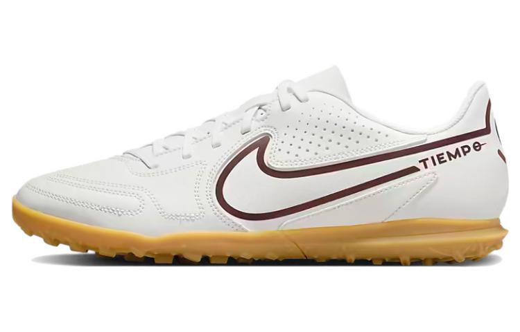 Nike Tiempo Legend 9 Club Round-head lace TF (gel-broken nails) Hard grass artificial grass shock-absorbing and anti-slip wear-resistant Football shoes Men and women Similar to white and brown