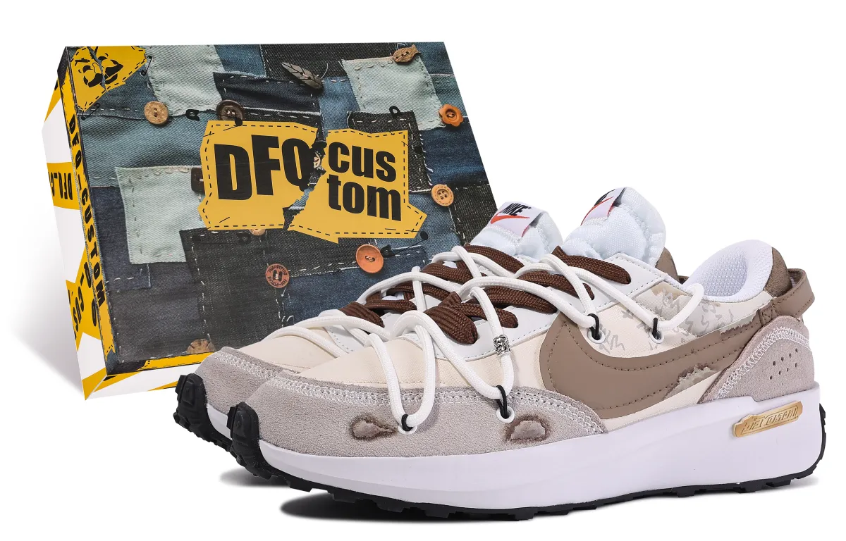 Nike Waffle Debut Slip Resistant Abrasion Resistant Low top Casual Shoes Women's Gray Brown