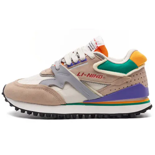 Li Ning 001 Original Aspiration Non slip Lightweight Low top Casual Shoes Men's Apricot White Green
