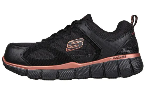 Skechers Work Textile, Leather Cushioning Slip Resistant Abrasion Resistant Low top Casual Shoes