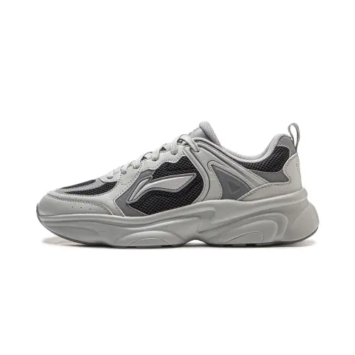 LiNing Coconut Milk Cushioning, Slip Resistant, Abrasion Resistant Support Low Top Chunky Sneakers Men's Gray Black