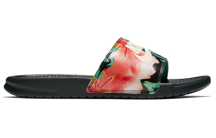 Женские шлепанцы Nike Benassi JDI Print (черно-черные) — фото 2