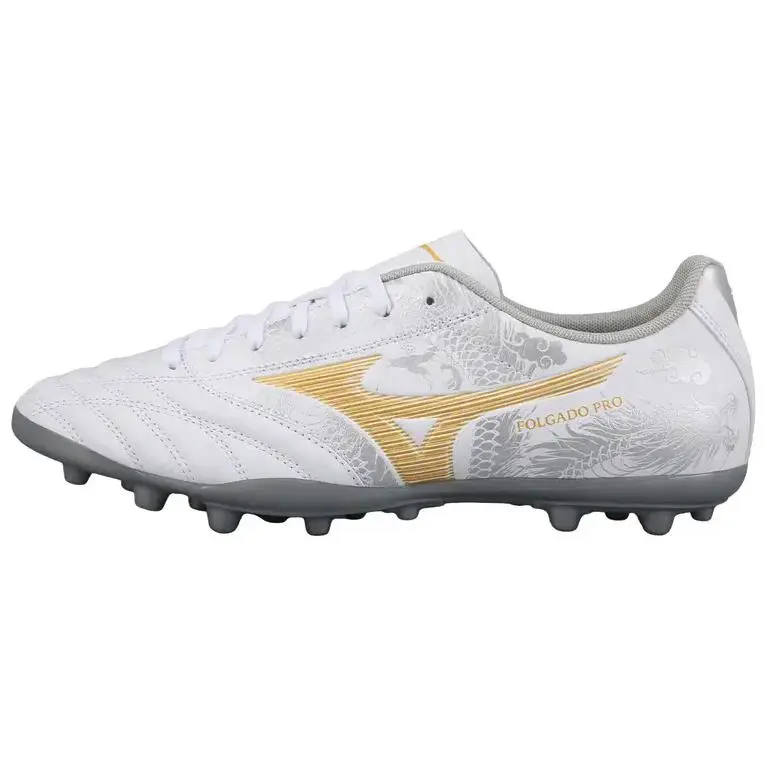 Mizuno AG Artificial Ground Cushioning Abrasion Resistant Breathable Coverage Soccer Shoes Men's White Gold