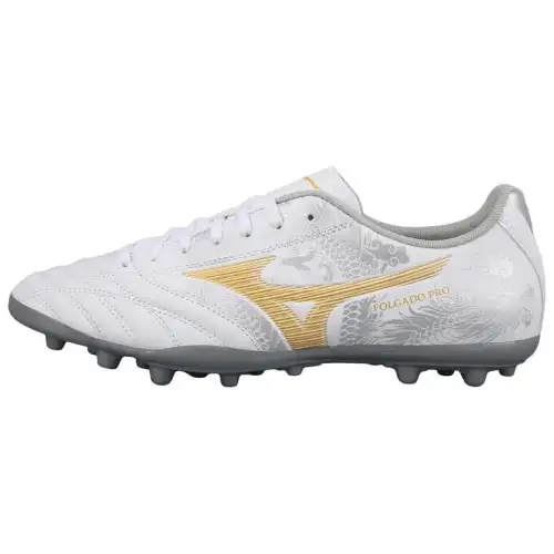 Mizuno AG Artificial Ground Cushioning Abrasion Resistant Breathable Coverage Soccer Shoes Men's White Gold