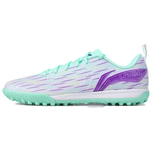 Li Ning Comfortable And Trendy TF Turf Artificial Turf Soccer Shoes Men's Blue White Purple